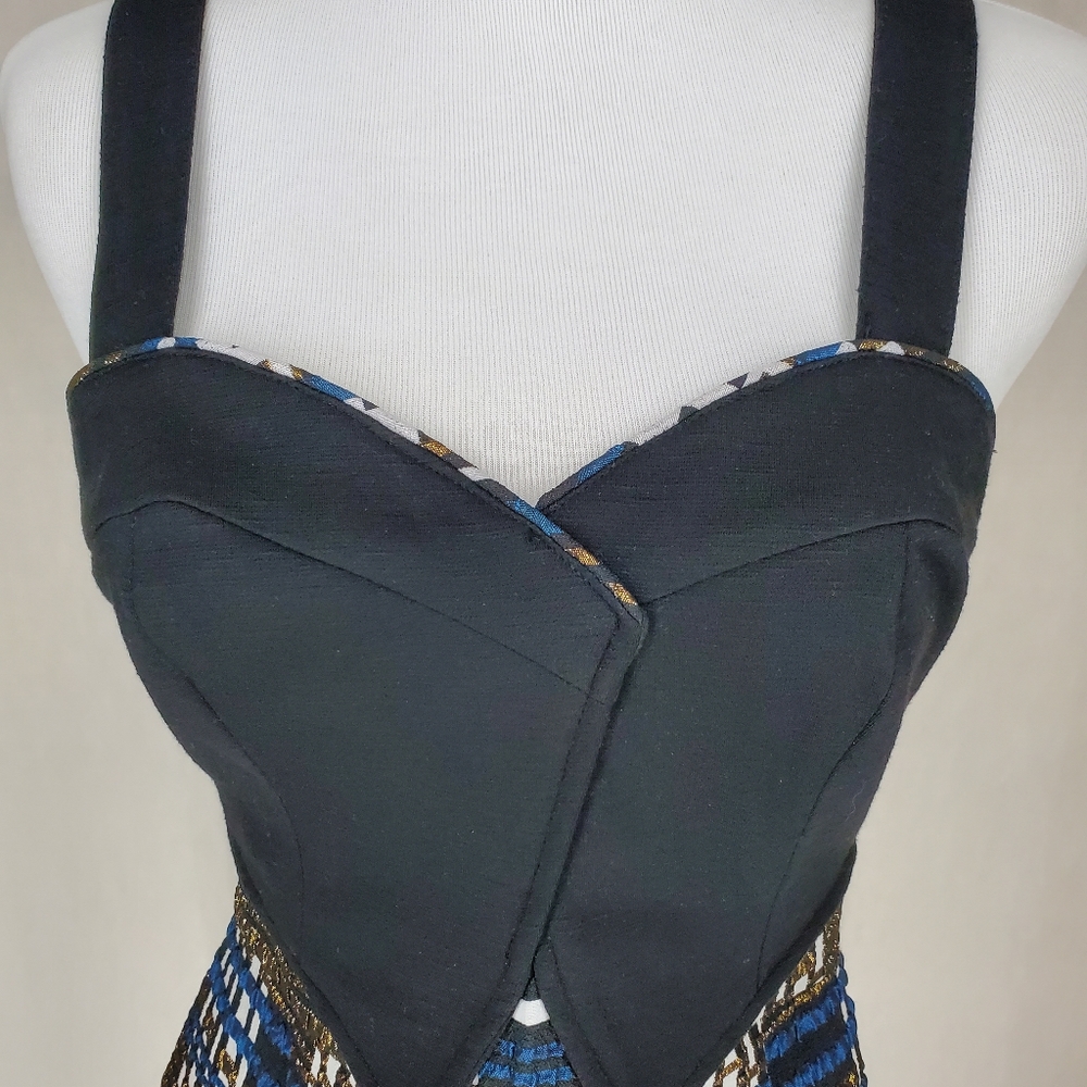 NWT Anthropologie Nathalie Peplum Metallic Plaid Top By Deletta SZ XS Academia - Picture 14 of 14